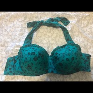 Back and Teal Bikini Top